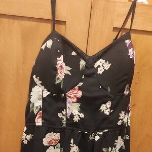 Floral Asymmetrical Dress - Black
